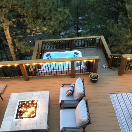 Master bedroom with mountain peak views at sunrise